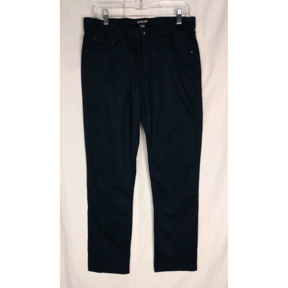 Kirkland Signature Mens Non-Iron Flat Front Pants Blue Navy Sz 30/32 New